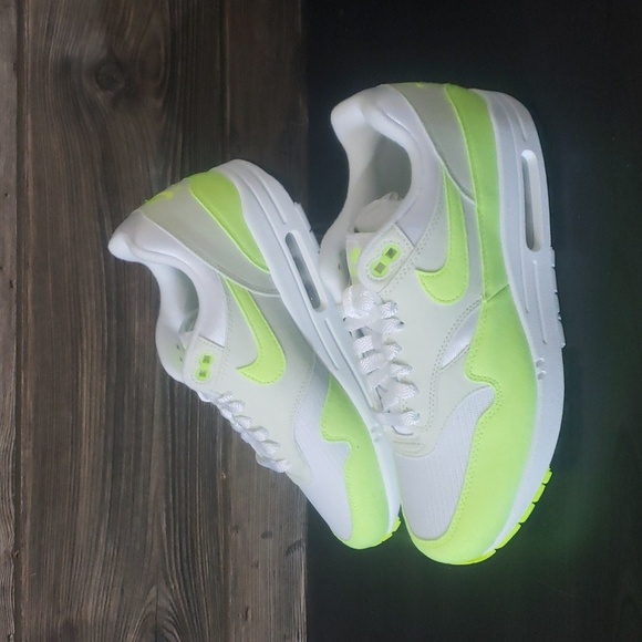 Nike Shoes - New Nike Air Max 1 White Neon Highlighter Yellow Sneakers